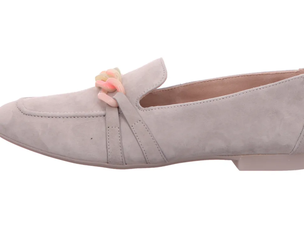 Klassische Slipper grau Slipper Loafer Leder Grau Hellgrau Damen