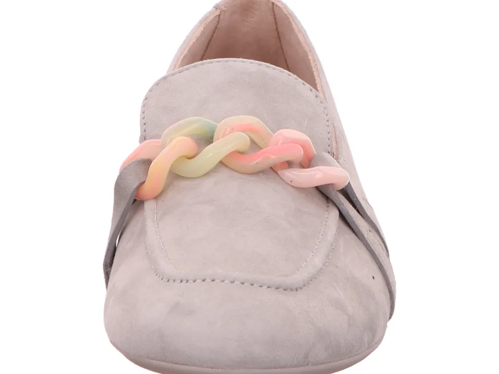 Klassische Slipper grau Slipper Loafer Leder Grau Hellgrau Damen