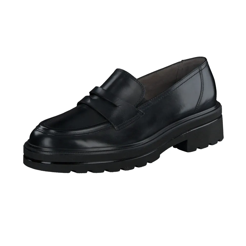Klassische Slipper schwarz Loafer Slipper Damen Schwarz Leder Neu