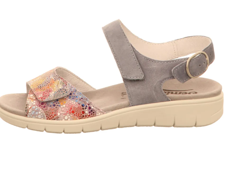 Komfort Sandalen blau FLOWER-SAMT/SAMT-CHEV.,SKY